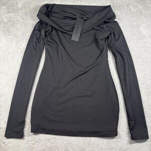 Lioness Black Ruched Bodycon Stretch Long Sleeve Mini Dress Sz M NWT